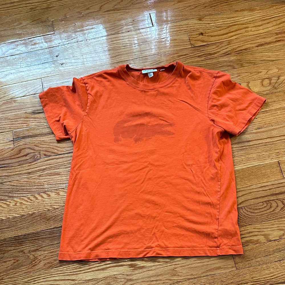 Vintage Lacoste Men's Short Sleeve Orange Tee size Large